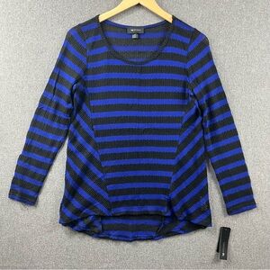 AB Studio Blue & Black Striped Knit or sweater Top – Size M
